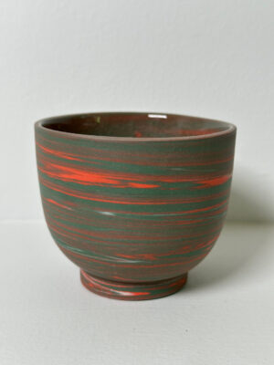 Marbled Green, Mango and White Porcelain Vessel