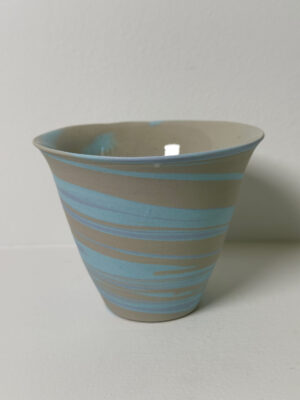 Marbled Blue, Crimson and Gray Porcelain Vessel