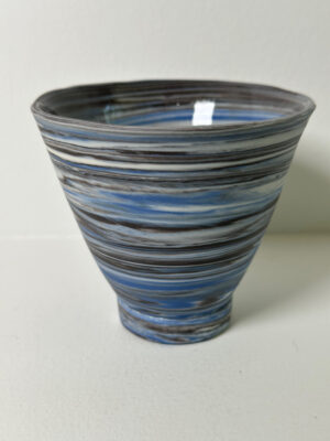 Marbled Blue, White and Black Porcelain Vase/Vessel