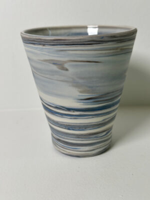 Marbled Blue, White and Black Porcelain Vessel