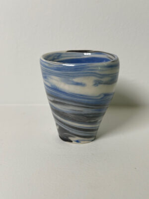 Marbled Blue, White and Black Porcelain Cup/Tumbler