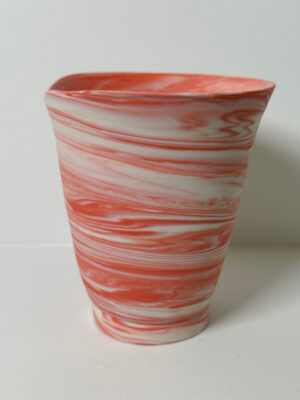 Marbled White and Red Porcelain Vessel