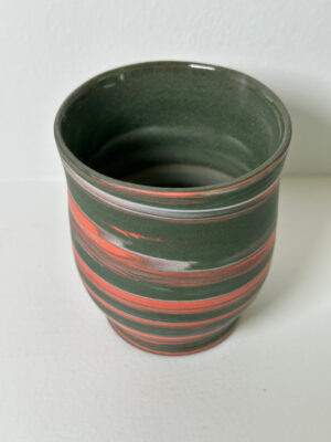 Marbled Green, Mango and White Porcelain Vase/Vessel