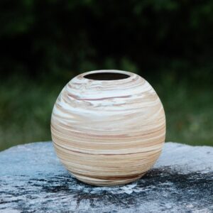 Marbled Stoneware Moon Jar/Orb Vase