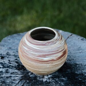 Marbled Stoneware Moon Jar/Orb Vase