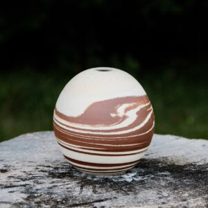 Marbled Stoneware Moon Jar/Orb Vase