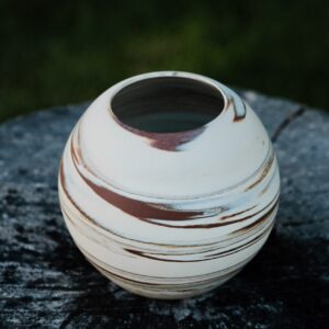 Marbled Stoneware Moon Jar/Orb Vase