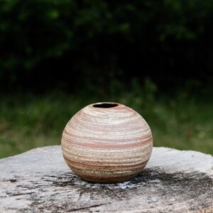 Marbled Stoneware Moon Jar/Orb Vase