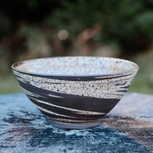 Marbled Black and Speckled Stoneware Bowl