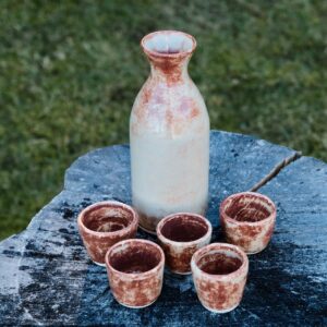 Set of Sake Bottle and 5 Cups
