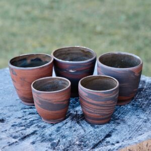 Marbled stoneware cups
