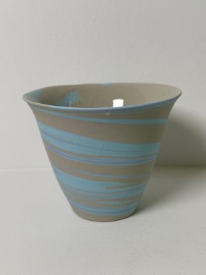 Marbled Blue, Crimson and Gray Porcelain Vessel