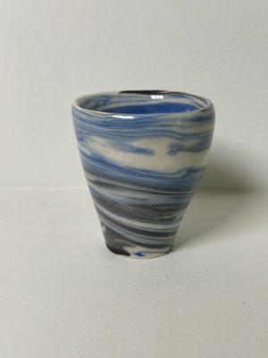Marbled Blue, White and Black Porcelain Cup/Tumbler