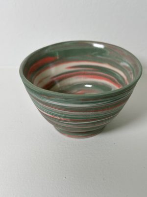 Marbled Green, Mango and White Porcelain Cup/Dessert Bowl