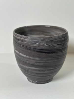 Marbled Black and White Porcelain Cup/Dessert Bowl