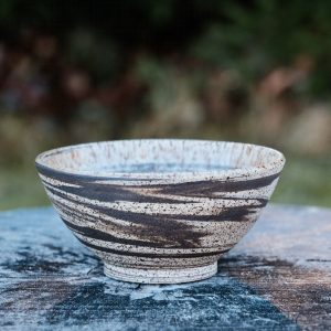 Marbled Black and Speckled Stoneware Bowl