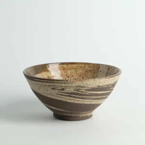 Marbled Black and Speckled Stoneware Bowl