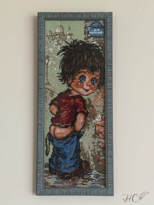 Hand Cross-Stitched Petit Poulbot Needlepoint