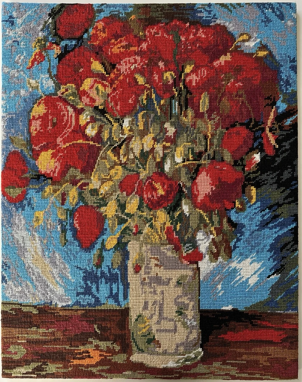 Unframed Poppies ( Les Coquelicots d’après) Needlepoint based on Vincent van Gogh’s painting