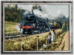 Framed Train "The Flying Scotsman" Needlepoint