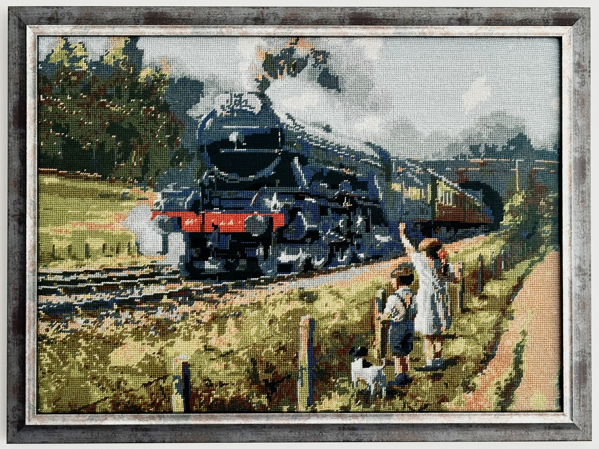 Framed Train "The Flying Scotsman" Needlepoint