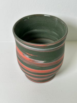 Marbled Green, Mango and White Porcelain Vase/Vessel