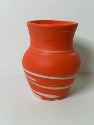 Marbled White and Coral Porcelain Vase