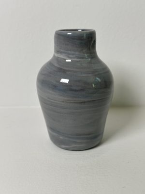 Marbled White, Blue and Black Porcelain Vase
