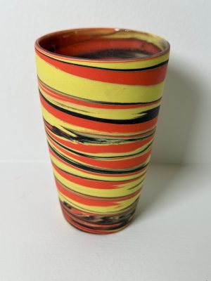 Marbled Yellow, Mango and Black Porcelain Tumbler/Vase/Vessel