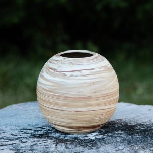 Marbled Stoneware Moon Jar/Orb Vase