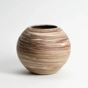 Marbled Stoneware Moon Jar/Orb Vase