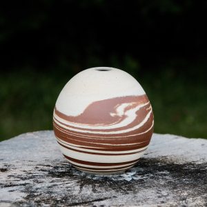 Marbled Stoneware Moon Jar/Orb Vase
