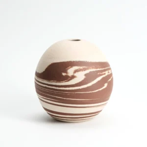 Marbled Stoneware Moon Jar/Orb Vase