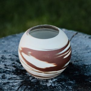 Marbled Stoneware Moon Jar/Orb Vase