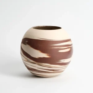 Marbled Stoneware Moon Jar/Orb Vase