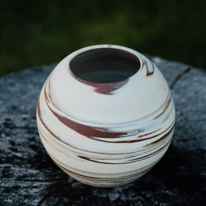 Marbled Stoneware Moon Jar/Orb Vase