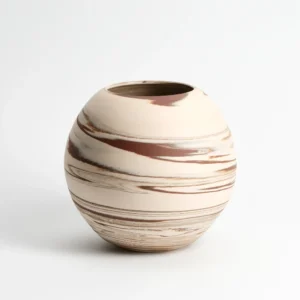 Marbled Stoneware Moon Jar/Orb Vase